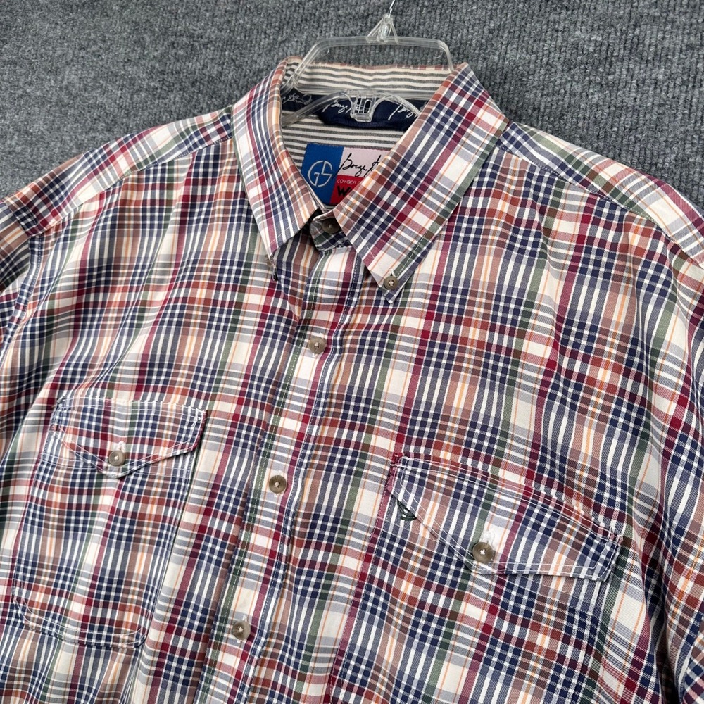 Wrangler George Strait Cowboy Cut Plaid Short Sleeve Western Shirt Mens 2XL